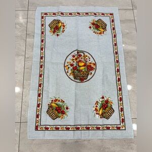 Vintage Fruit & Flower Basket Rectangular Tablecloth with Floral Border